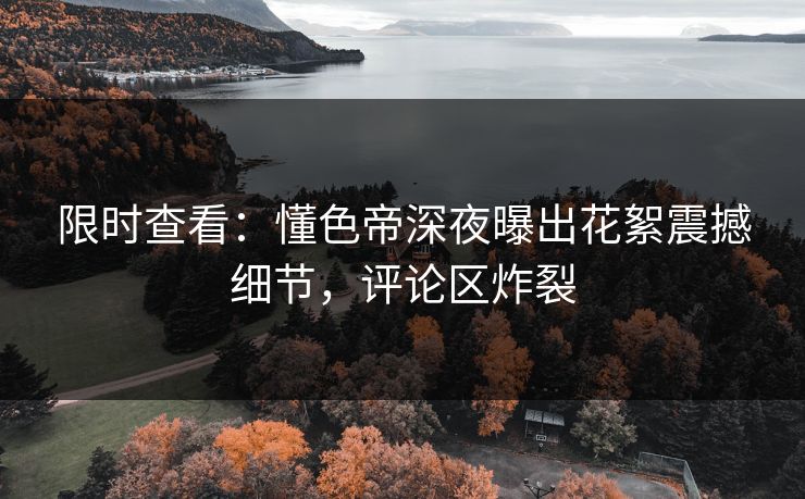 限时查看：懂色帝深夜曝出花絮震撼细节，评论区炸裂