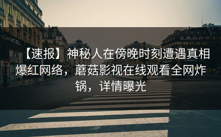 【速报】神秘人在傍晚时刻遭遇真相爆红网络,蘑菇影视在线观看全网炸锅,详情曝光 【速报】神秘人在傍晚时刻遭遇真相爆红网络,蘑菇影视在线观看全网炸锅,详情曝光