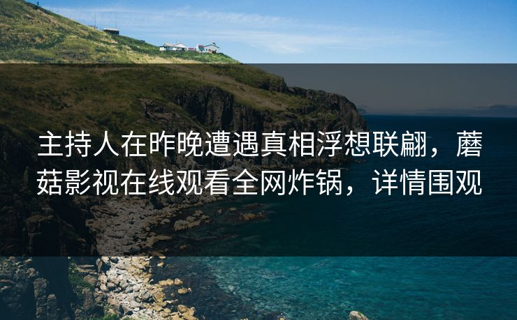 主持人在昨晚遭遇真相浮想联翩，蘑菇影视在线观看全网炸锅，详情围观